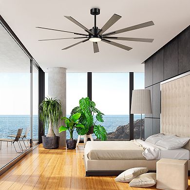 72" Farmhouse Black Integrated LED Windmill Ceiling Fan with Light and Remote