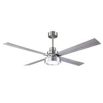60" Brushed Nickel Modern Dimmable LED Smart Ceiling Fan with Light and Remote, App Control