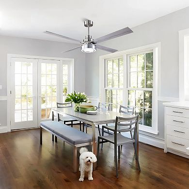 60" Brushed Nickel Modern Dimmable LED Smart Ceiling Fan with Light and Remote, App Control