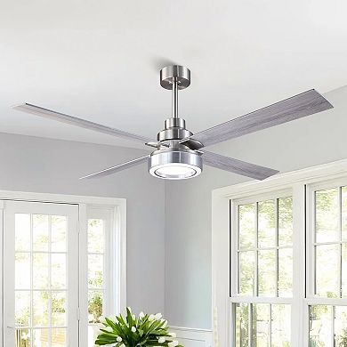 60" Brushed Nickel Modern Dimmable LED Smart Ceiling Fan with Light and Remote, App Control
