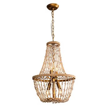 Parrot Uncle Bohemian Natural Brown Hemp Rope 4-Light Basket Chandelier