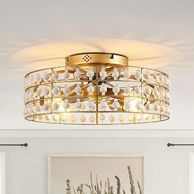 18.3 in. APP Control Gold Caged Ceiling Fan with Light and Remote