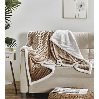 Kate Aurora Ultra Soft and Plush Cozy Corduroy Sherpa Accent Throw Blanket