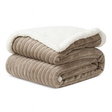 Kate Aurora Ultra Soft and Plush Cozy Corduroy Sherpa Accent Throw Blanket