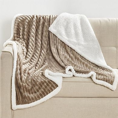 Kate Aurora Ultra Soft and Plush Cozy Corduroy Sherpa Accent Throw Blanket