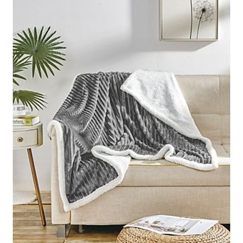 Kate Aurora Ultra Soft and Plush Cozy Corduroy Sherpa Accent Throw Blanket