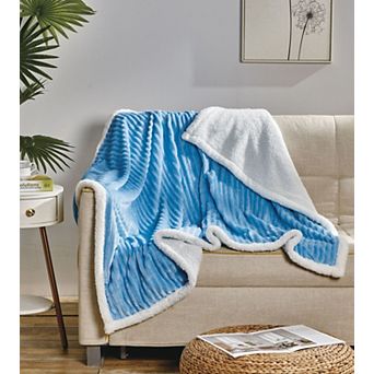 Kate Aurora Ultra Soft and Plush Cozy Corduroy Sherpa Accent Throw Blanket
