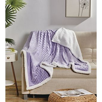 Kate Aurora Ultra Soft and Plush Cozy Corduroy Sherpa Accent Throw Blanket