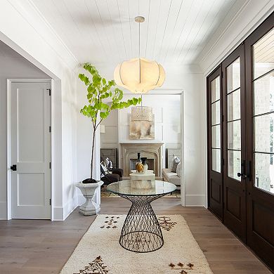 Parrot Unlce 24" Farmhouse White Silk Fabric 3-Light Pendant Light Chandelier for Dining Room