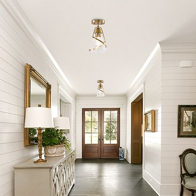 Parrot Uncle 7" Modern Seeded Glass Gold Dimmable Small Semi-Flush Mount Fixture Ceiling Light