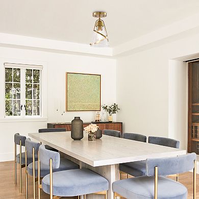 Parrot Uncle 7" Modern Seeded Glass Gold Dimmable Small Semi-Flush Mount Fixture Ceiling Light