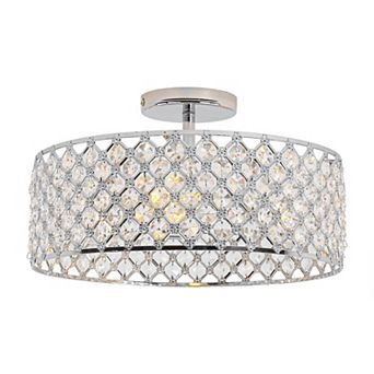 Parrot Unlce 15" Modern 3-Light Glam Crystal Semi Flush Mount Ceiling Lights
