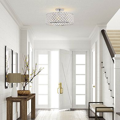 Parrot Unlce 15" Modern 3-Light Glam Crystal Semi Flush Mount Ceiling Lights