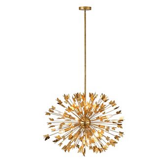 35" Antique Gold Sputnik 14-Light Sphere Butterfly Chandelier Pendant