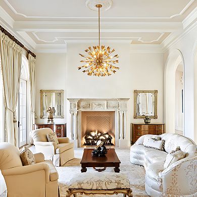 35" Antique Gold Sputnik 14-Light Sphere Butterfly Chandelier Pendant