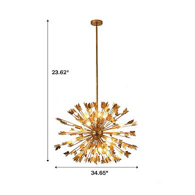 35" Antique Gold Sputnik 14-Light Sphere Butterfly Chandelier Pendant