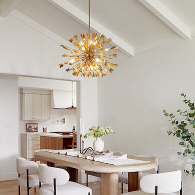 35" Antique Gold Sputnik 14-Light Sphere Butterfly Chandelier Pendant