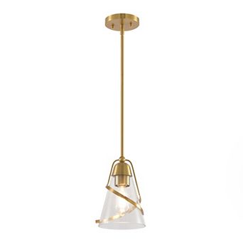 Parrot Uncle 7" Modern Gold Adjustable Seeded Glass Pendant Light