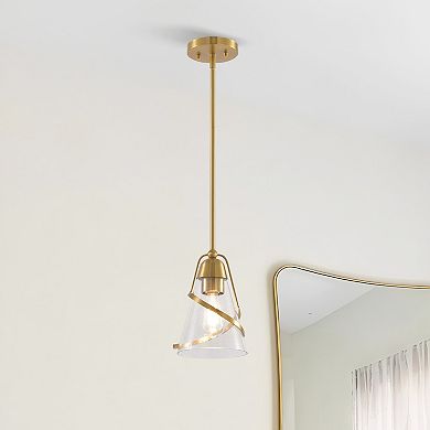 Parrot Uncle 7" Modern Gold Adjustable Seeded Glass Pendant Light