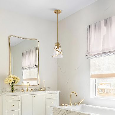 Parrot Uncle 7" Modern Gold Adjustable Seeded Glass Pendant Light