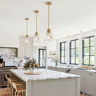 Parrot Uncle 7" Modern Gold Adjustable Seeded Glass Pendant Light