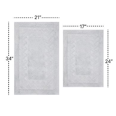 Stylish And Comfortable All Season Traditional Chain Design 2 PC Cotton Bath Rug Set