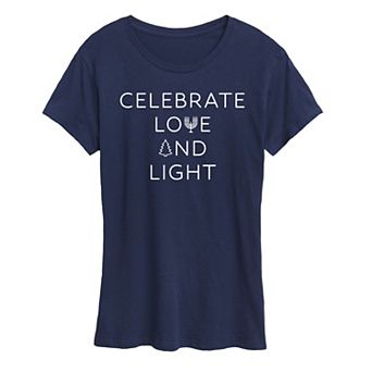 Women's Celebrate Love & Light Hanukkah Graphic Tee
