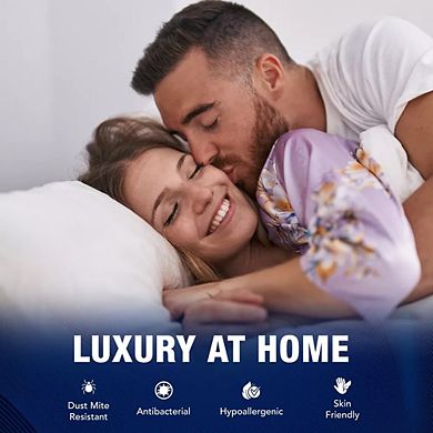 Luxury Down Alternative Bed Pillows - Cotton Sleeping Pillow for Back & Side Sleepers