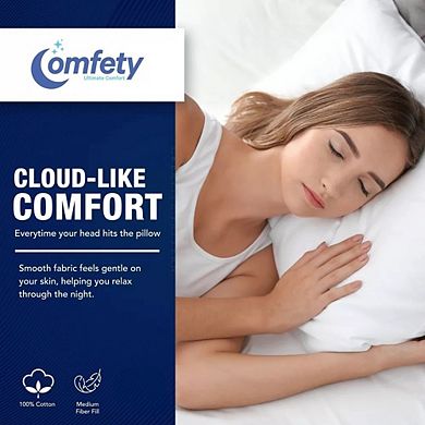 Luxury Down Alternative Bed Pillows - Cotton Sleeping Pillow for Back & Side Sleepers