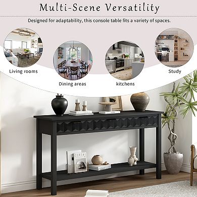 60" Console Table with 3 Drawers and Solid Fir legs