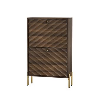 23.6 Inch Walnut Shoe Cabinet,Suitable for entry, Hallway And Entryway