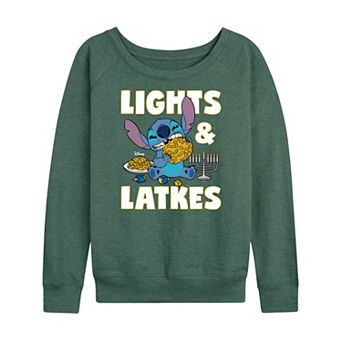 Women's Disney's Lilo & Stitch Lights & Latkes French Terry Long Sleeve Tee