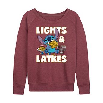 Women's Disney's Lilo & Stitch Lights & Latkes French Terry Long Sleeve Tee