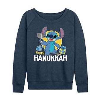 Women's Disney's Lilo & Stitch Happy Hanukkah French Terry Long Sleeve Tee