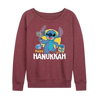Women's Disney's Lilo & Stitch Happy Hanukkah French Terry Long Sleeve Tee