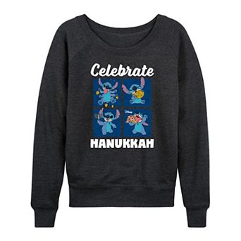 Women's Disney's Lilo & Stitch Celebrate Hanukkah French Terry Long Sleeve Tee