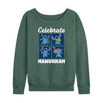 Women's Disney's Lilo & Stitch Celebrate Hanukkah French Terry Long Sleeve Tee