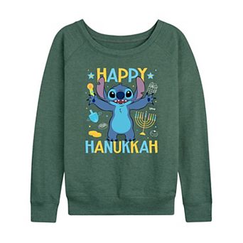 Women's Disney's Lilo & Stitch Happy Hanukkah Stitch French Terry Long Sleeve Tee