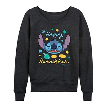 Women's Disney's Lilo & Stitch Happy Hanukkah Stitch French Terry Long Sleeve Tee