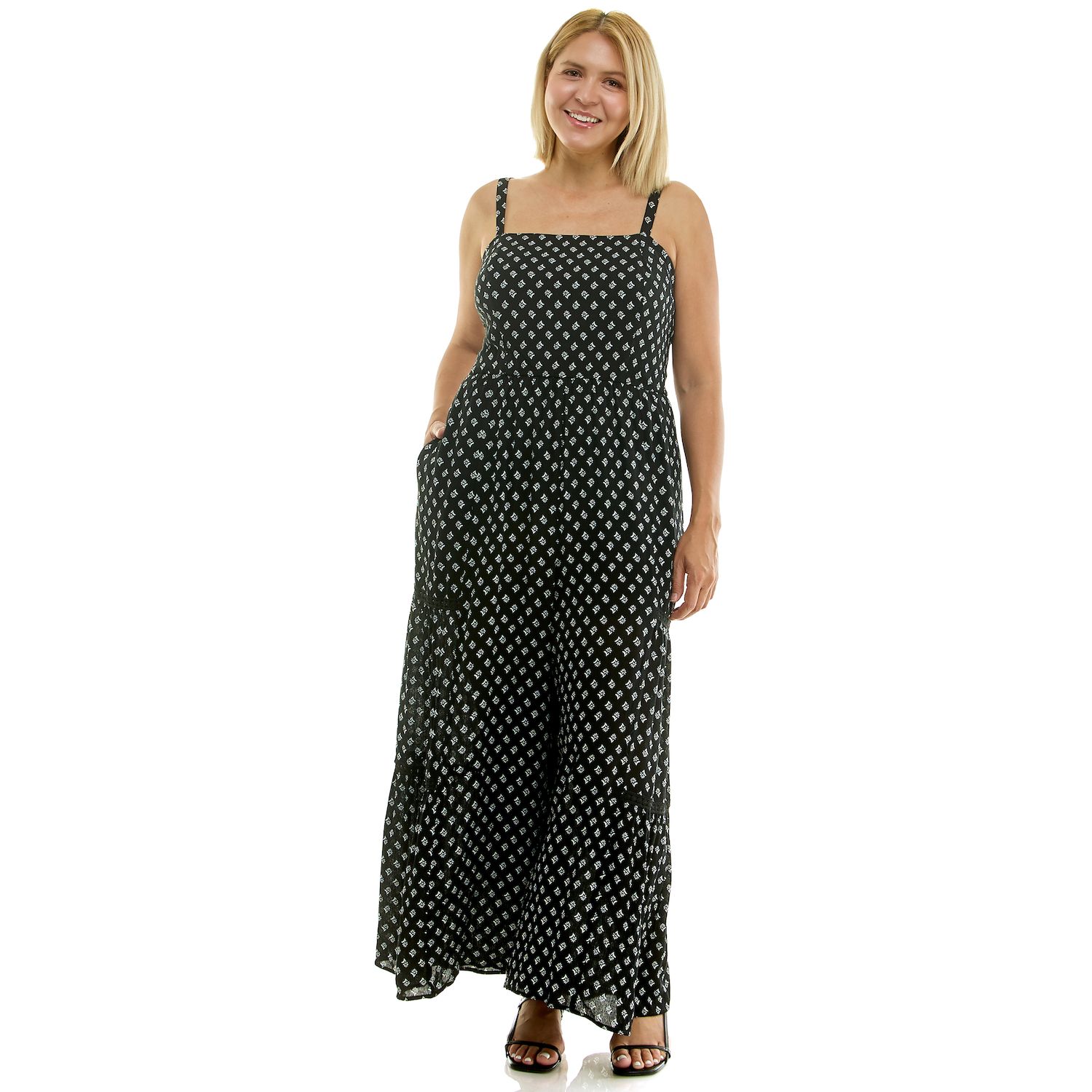 Женские комбинезоны Lily Juniors' Plus Size Lily Rose Wide Leg Crochet Jumpsuit