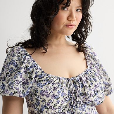 Juniors' Plus Size Mary & Mo Airflow Puff Sleeve Dress