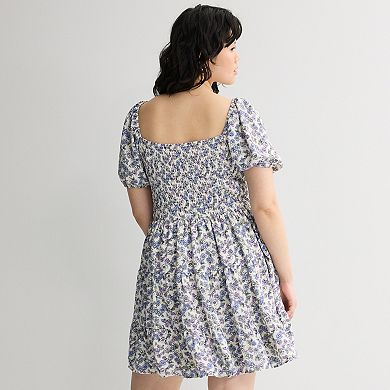 Juniors' Plus Size Mary & Mo Airflow Puff Sleeve Dress