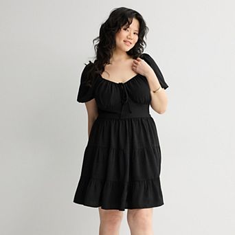 Juniors' Plus Size Mary & Mo Airflow Puff Sleeve Dress