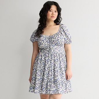 Juniors' Plus Size Mary & Mo Airflow Puff Sleeve Dress