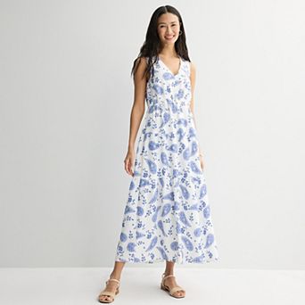 Women's Robbie Bee V-Neck Sleeveless Tiered Dress