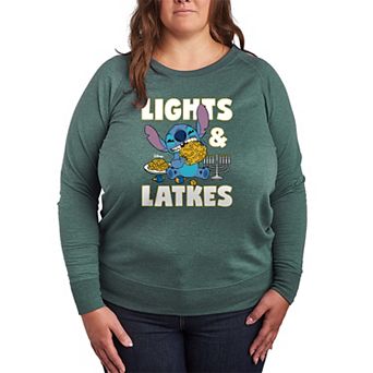 Plus Size Disney's Lilo & Stitch Lights & Latkes French Terry Long Sleeve Tee