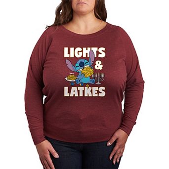 Plus Size Disney's Lilo & Stitch Lights & Latkes French Terry Long Sleeve Tee
