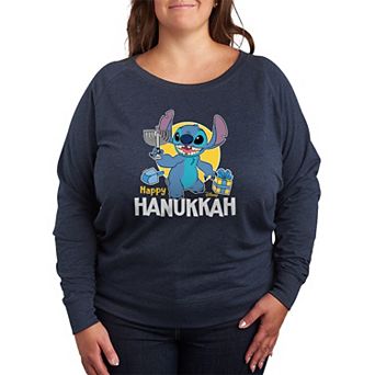 Plus Size Disney's Lilo & Stitch Happy Hanukkah French Terry Long Sleeve Tee