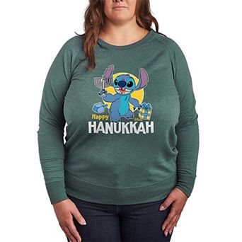 Plus Size Disney's Lilo & Stitch Happy Hanukkah French Terry Long Sleeve Tee