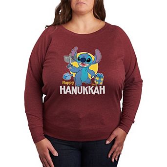 Plus Size Disney's Lilo & Stitch Happy Hanukkah French Terry Long Sleeve Tee